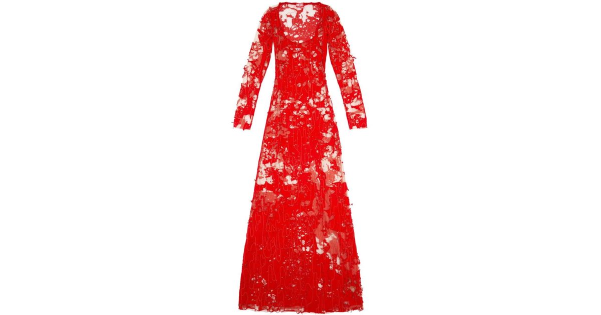 DIESEL Long Devor Dress In Tulle And Jersey in Red | Lyst DIESEL Long Devor Dress In Tulle And Jersey in Red | Lyst