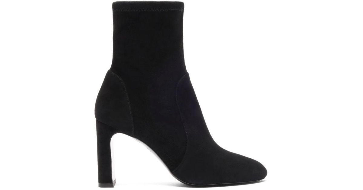 Stuart Foot Stuart Weitzman 85Mm Block-Heel Ankle Boots in Black | Lyst