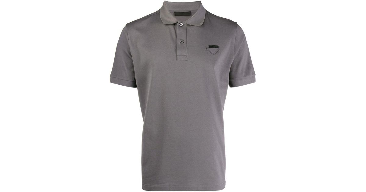 Prada Cotton Short Sleeved Polo Shirt in Grey (Gray) for Men - Lyst