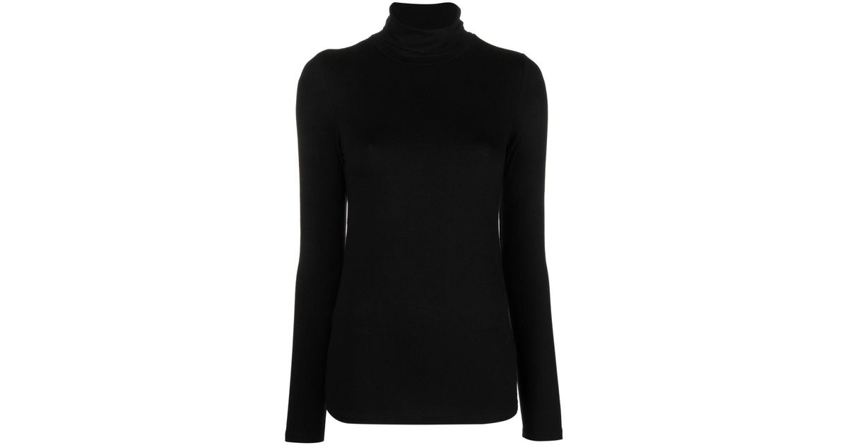 Majestic Filatures Roll-neck Fine-knit Top in Black | Lyst