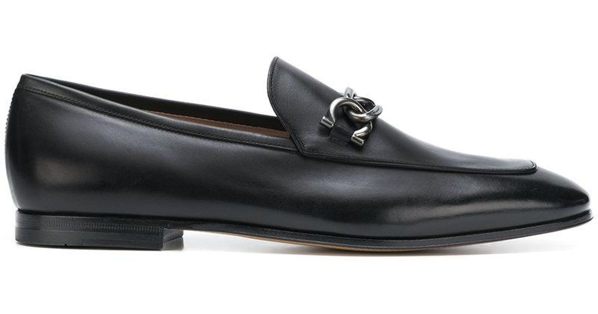 Ferragamo Leather Double Gancini Bit Loafers in Black for Men - Lyst