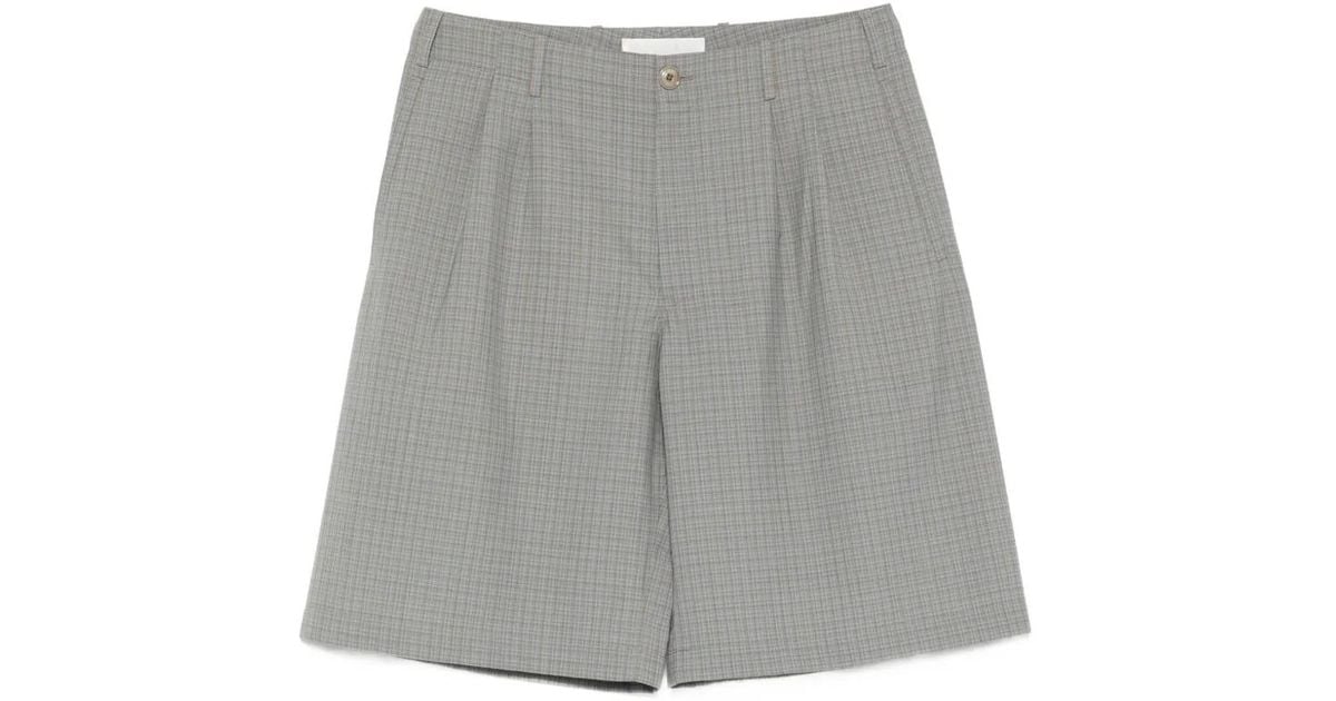 Our Legacy Ponte Check-Pattern Shorts in Grey for Men | Lyst UK
