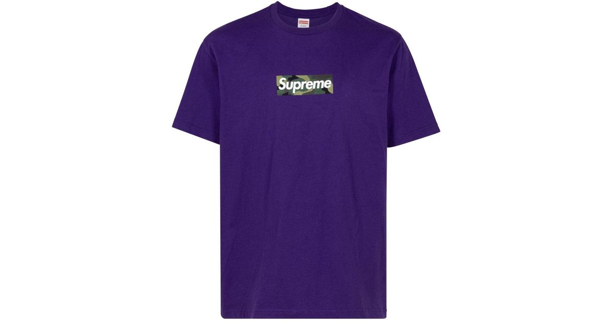 Supreme purple box hot sale logo t shirt