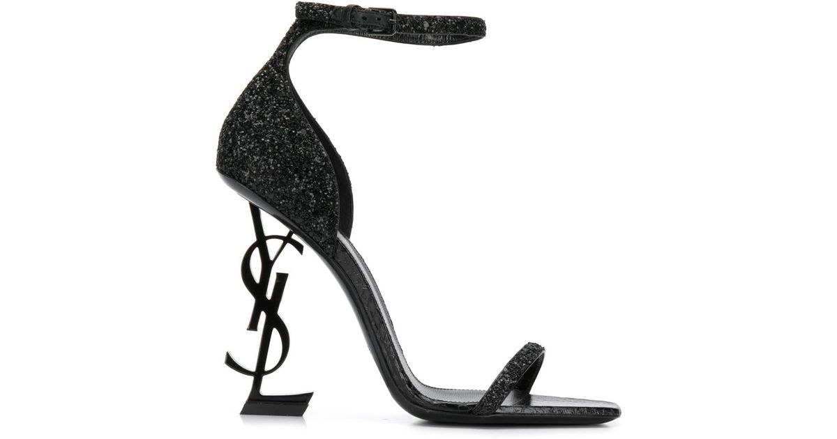Sandalias Opyum 110 con tacón YSL Saint Laurent de Cuero de color Negro |  Lyst
