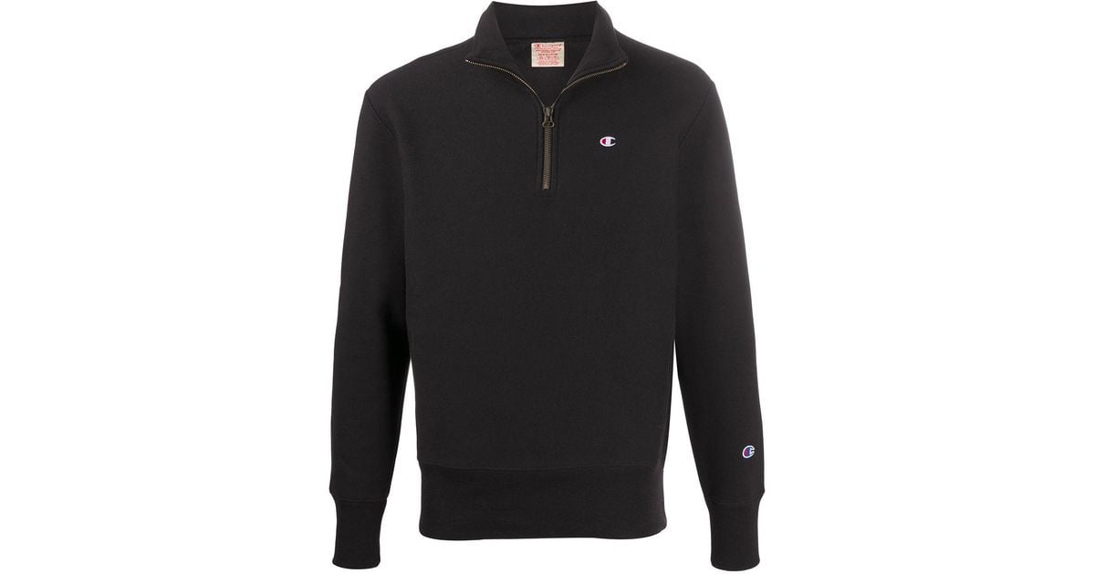 Champion Cotton Embroidered Logo Jumper in Black for Men - Lyst