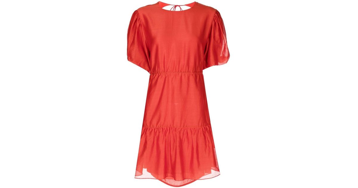 Sir. The Label Cotton Lucelia Puff-sleeve Mini Dress in Red | Lyst