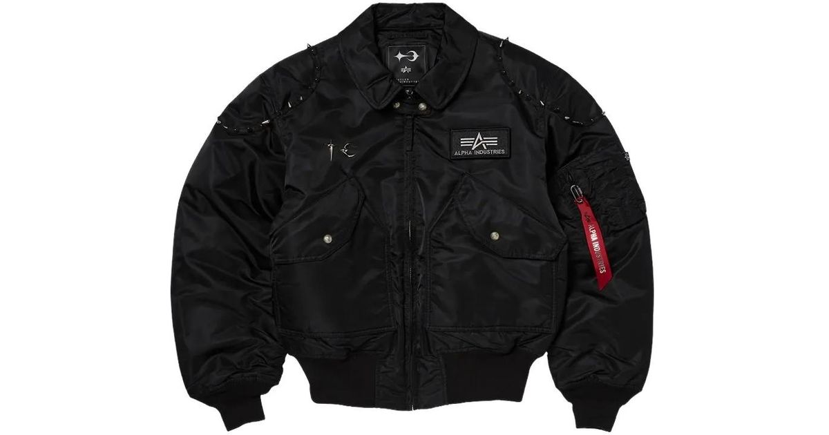 THUG CLUB X Alpha Industries Flap-Pocket Bomber Jacket in Black
