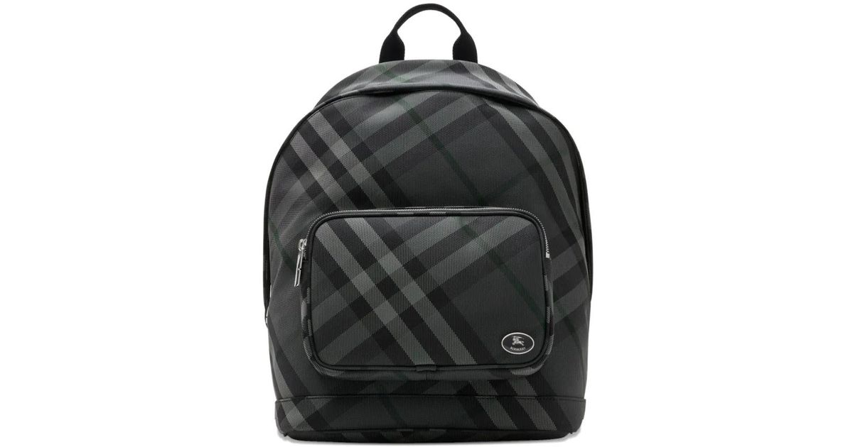 Burberry Check-Pattern Knight-Plaque Backpack in Black for 