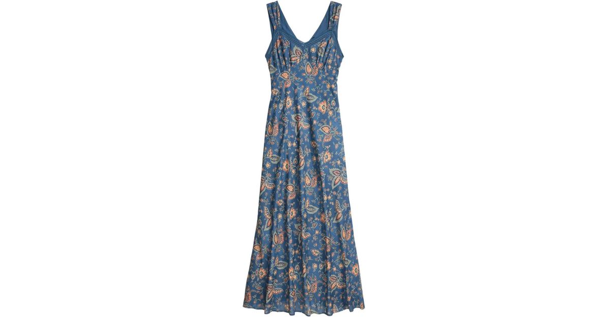 Rrl Robe RRL Floral-Print Midi Dress in Blue | Lyst