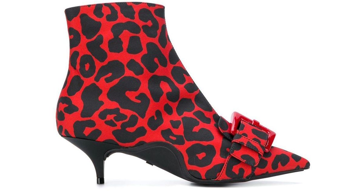 red leopard print ankle boots