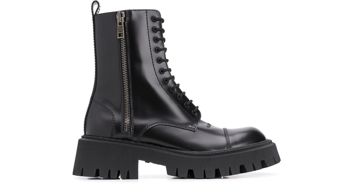 Balenciaga Leather Tractor 20 Mm Lace-up Boots in Black for Men - Save ...