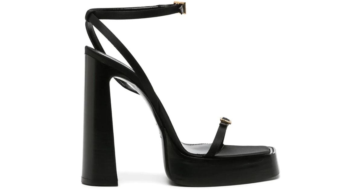 Saint Laurent Platz Platform Sandals In Crepe Satin in Black