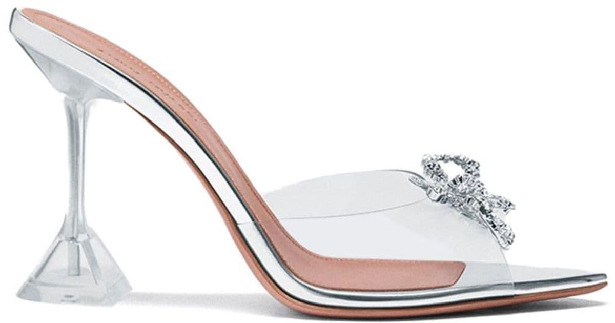 AMINA MUADDI Rosie Glass Slipper 95mm Sandals in White | Lyst