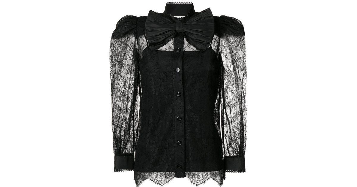 Blusa de encaje Chantilly Gucci de color Negro | Lyst