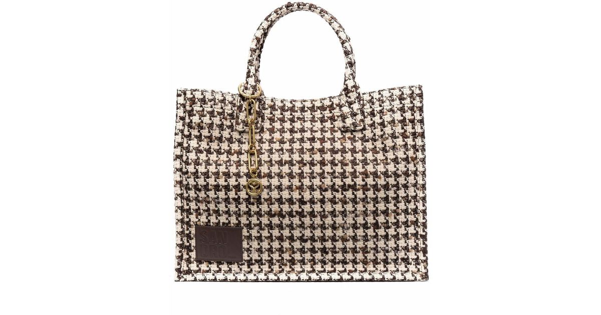 Sandro Houndstooth-print Tote Bag in Brown | Lyst