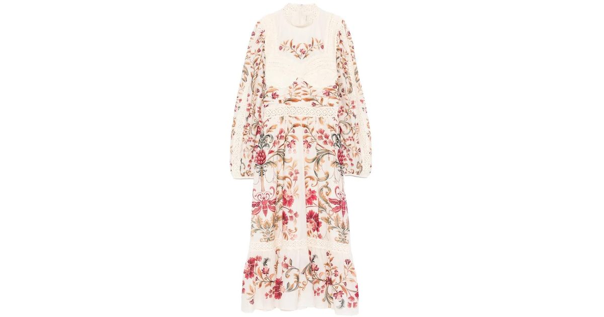 FARM Rio Lace Floral-Print Midi Dress in White | Lyst Australia