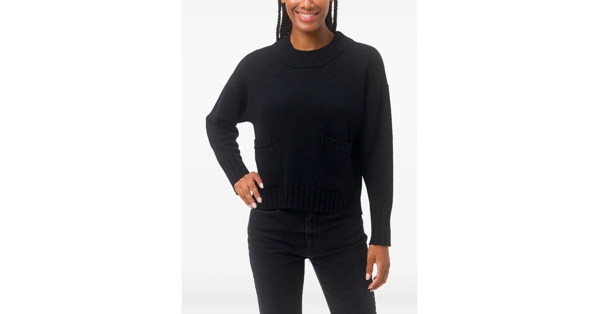 Alpha Studio Alpha Studio Front-Pocket Crew-Neck Sweater in Black | Lyst UK