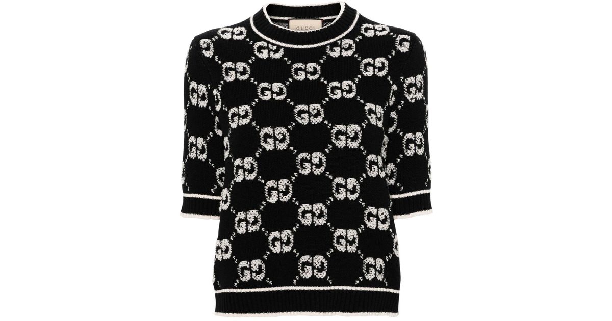 Gucci Wool Short Sleeve Sweater in Black Lyst Australia