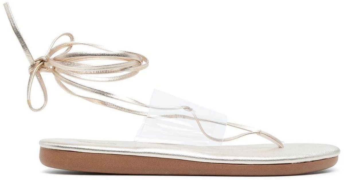 Ancient Greek Sandals Leather Eygenia Tieankle Sandals in Gold