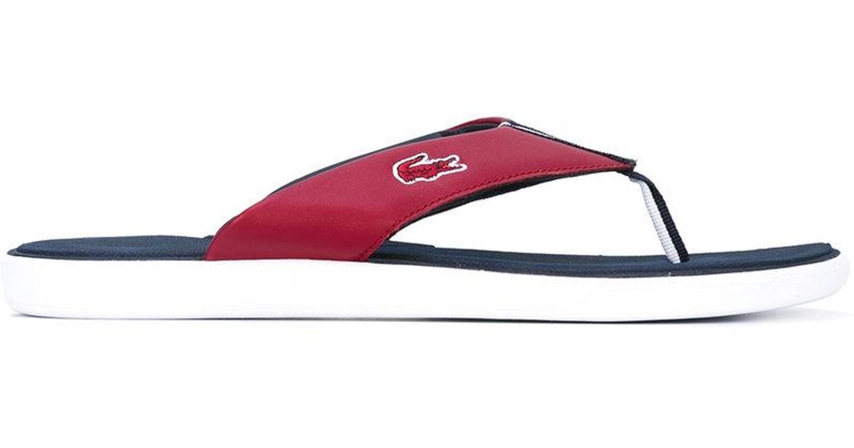 red lacoste sandals