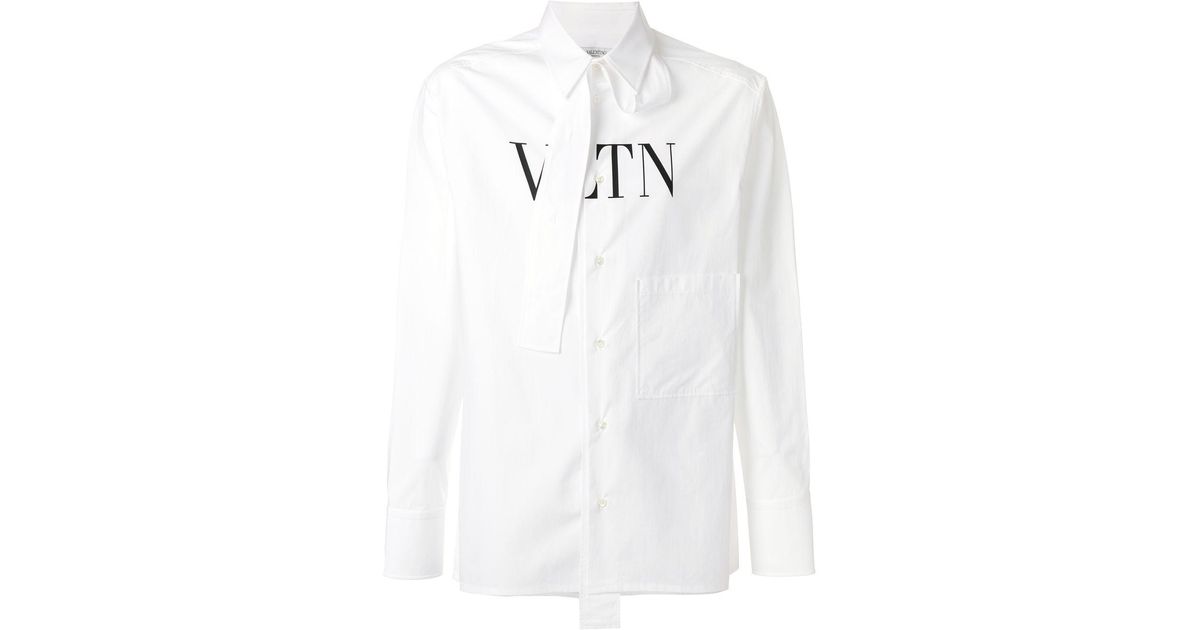 Valentino Vltn Tie-collar Shirt in White for Men | Lyst Canada
