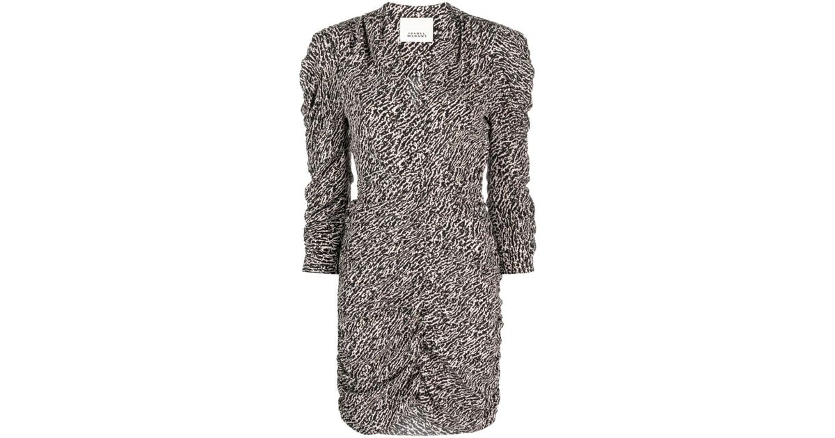 Isabel Marant Celina Floral-print Silk Dress in Gray | Lyst