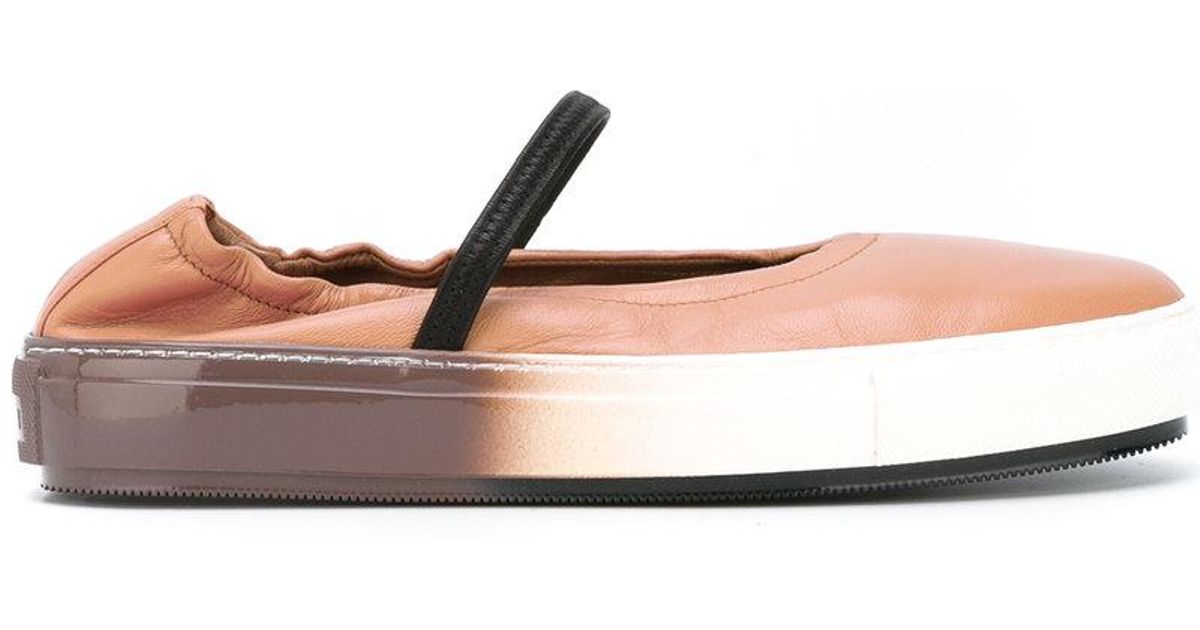 Marni Leather Ballerina Sneakers in Brown - Lyst