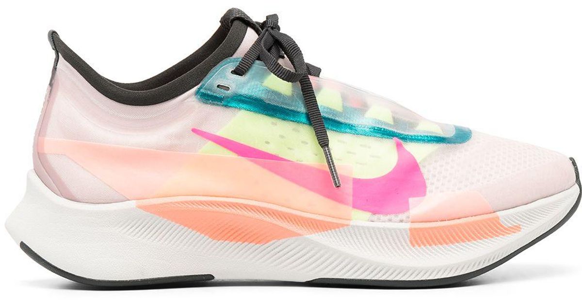 Nike Rubber Zoom Fly 3 Premium Panelled Sneakers in Pink - Lyst
