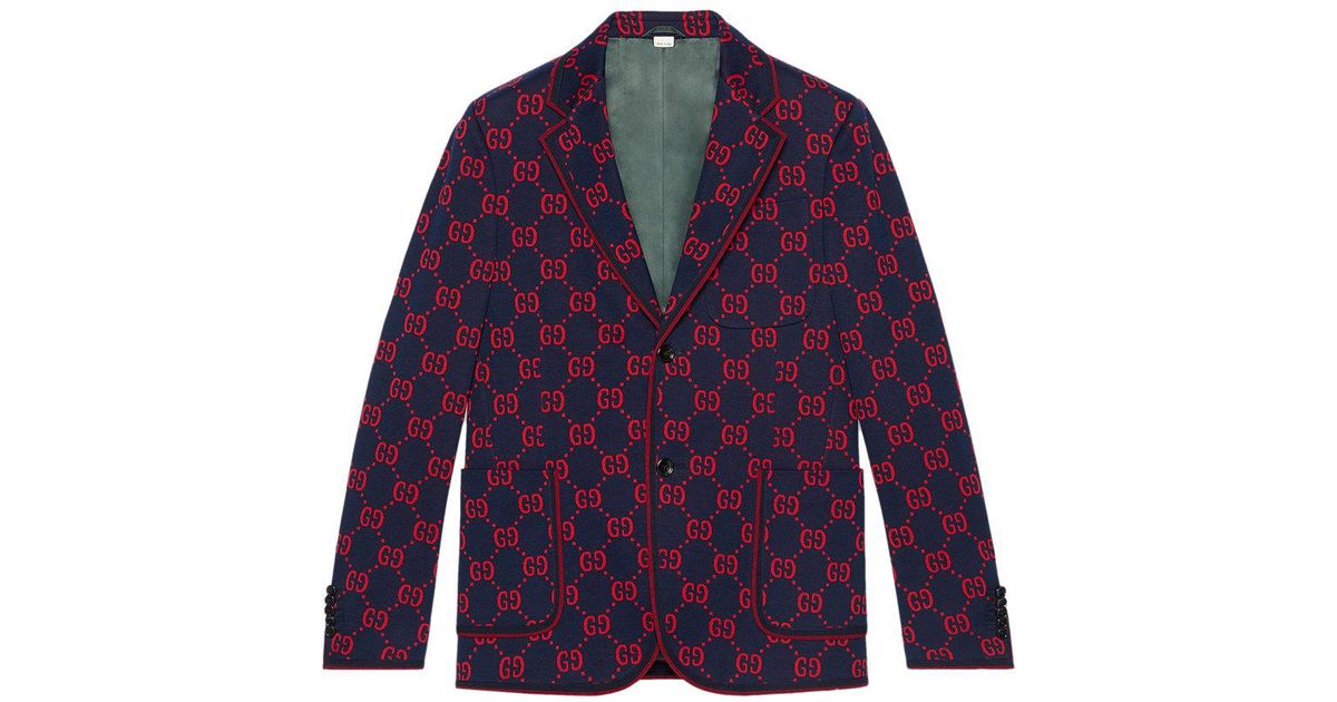 Gucci Silk GG Jersey Formal Jacket in Blue for Men | Lyst Canada