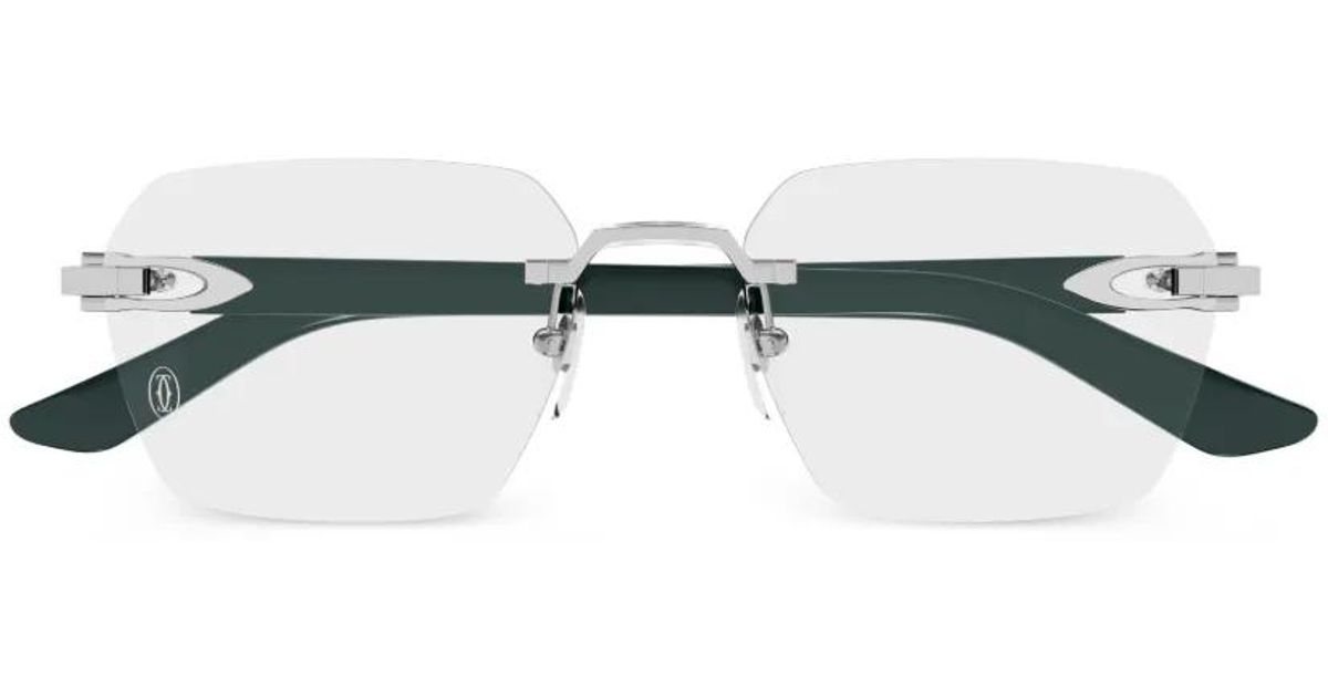 Cartier Rimless Geometric Glasses in Metallic | Lyst UK
