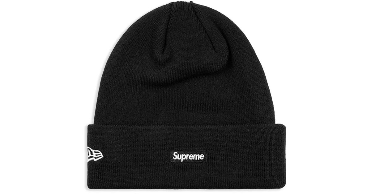 Supreme X New Era Logo-Patch Beanie in Black for Men | Lyst UK