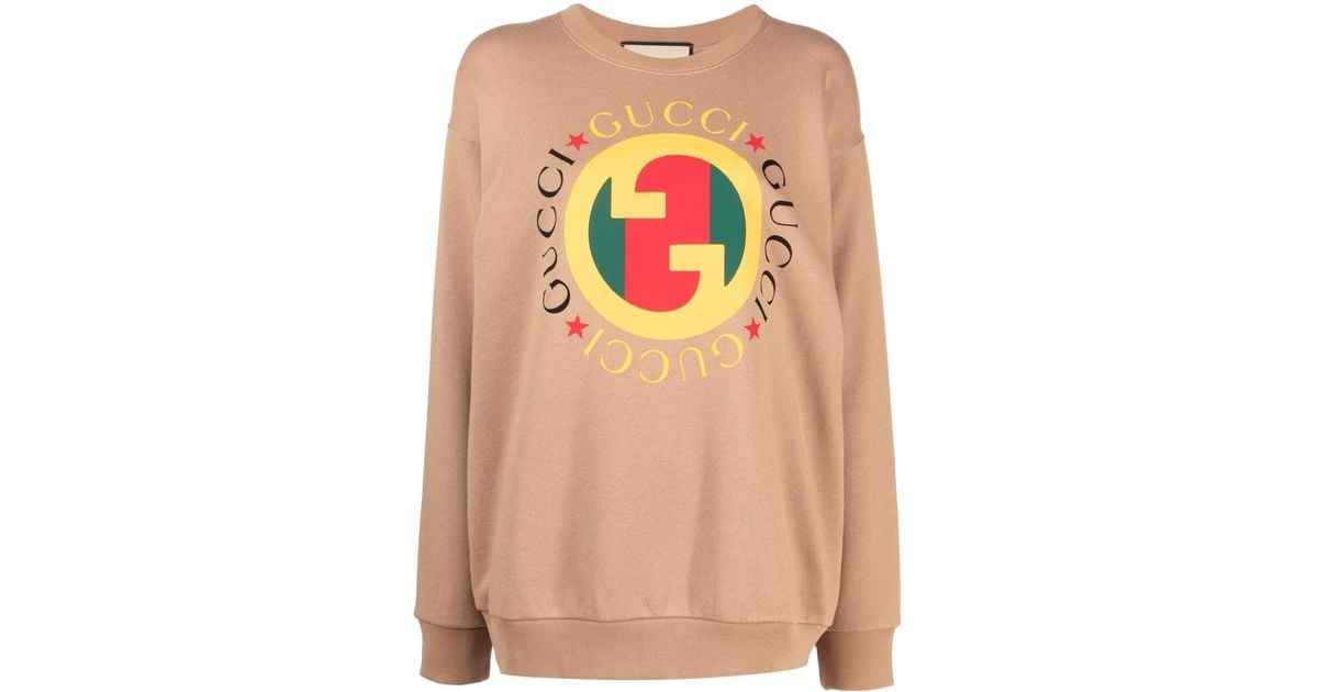 Gucci Logo Cotton Sweatshirt in Pink Lyst