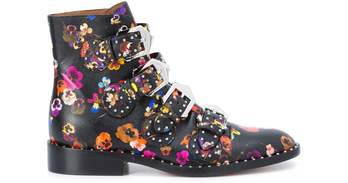 Givenchy Leather Floral-print Ankle 
