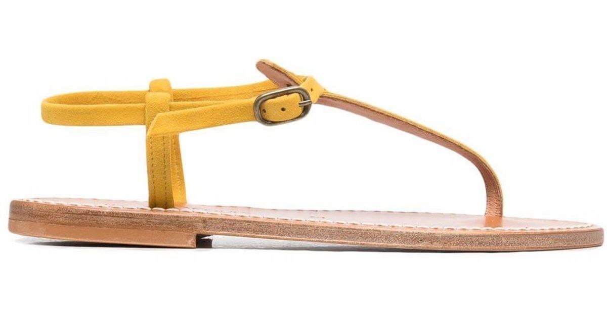 K. Jacques Thong-strap Suede Sandals in Yellow - Lyst