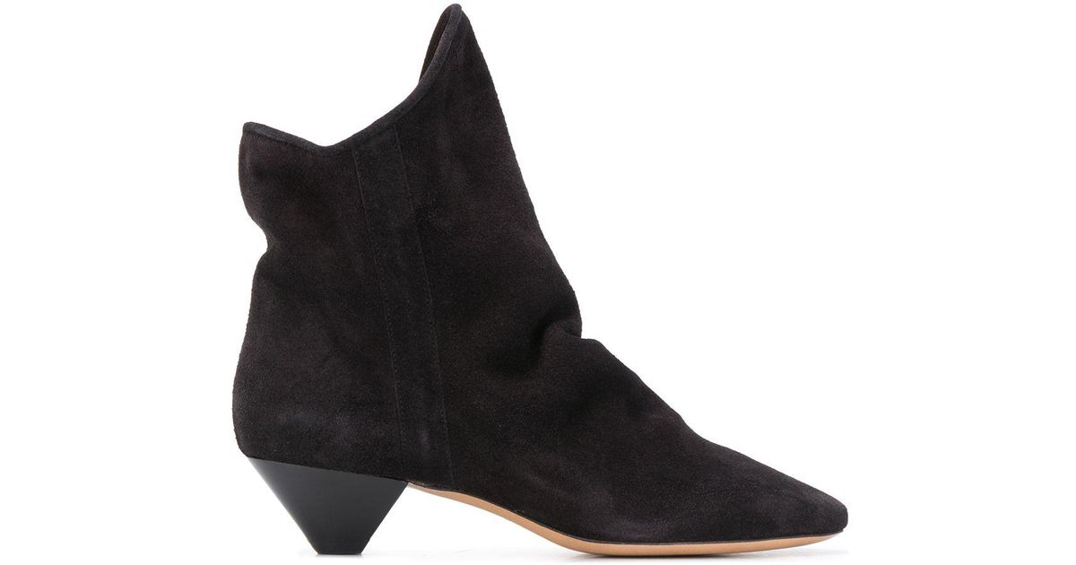 Isabel Marant Suède Doey Pull-on Enkellaarzen in het Zwart - Lyst