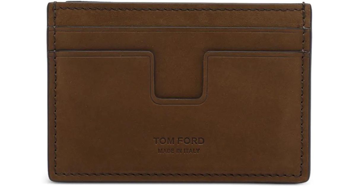Tom Card Tom Ford Classic T-Line Card Holder in Brown for Men | Lyst