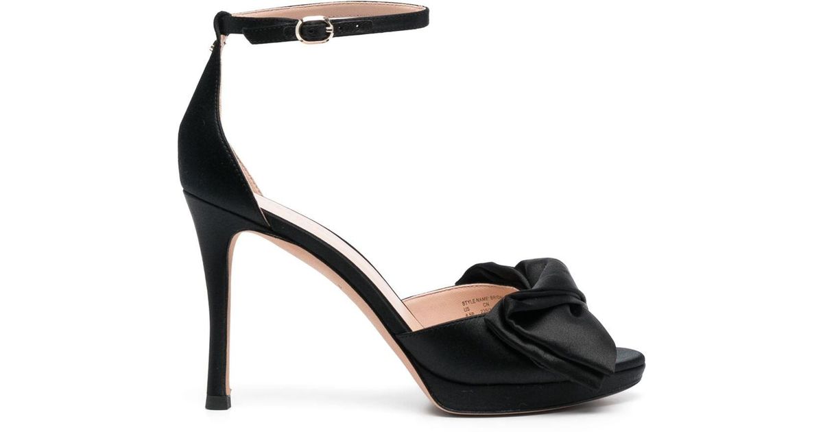 Kate Spade 100mm Bow-detail Satin Sandals in Black | Lyst