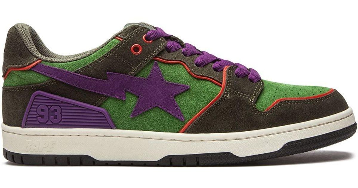 A Bathing Ape Leather Bape Sk8 Sta Low-top Sneakers in Green for Men | Lyst