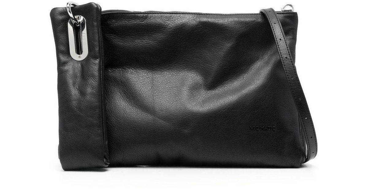 Vic Matié Leather Logo-detail Clutch Bag in Black | Lyst