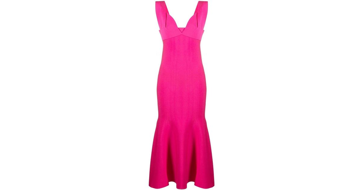 Roland Mouret Fit-and-flare Midi Dress in Pink | Lyst