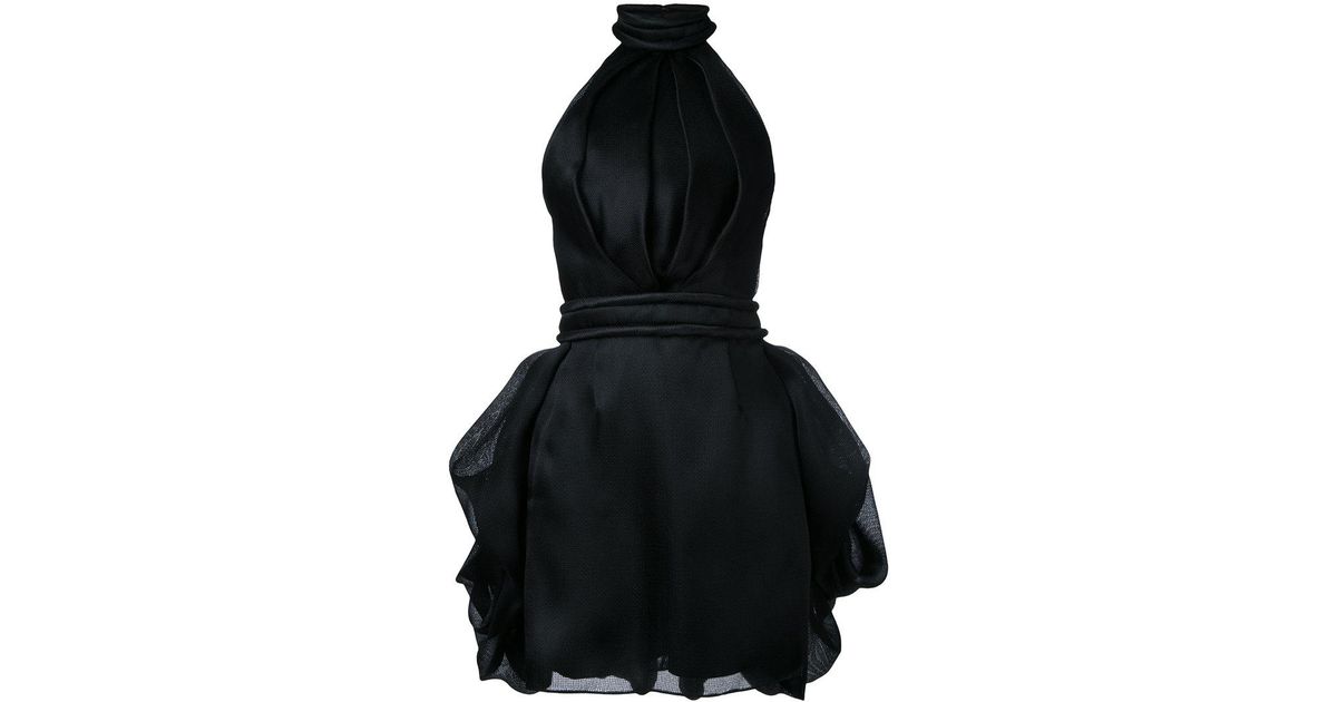 Brandon Maxwell Back Bustle Mini Dress in Black | Lyst