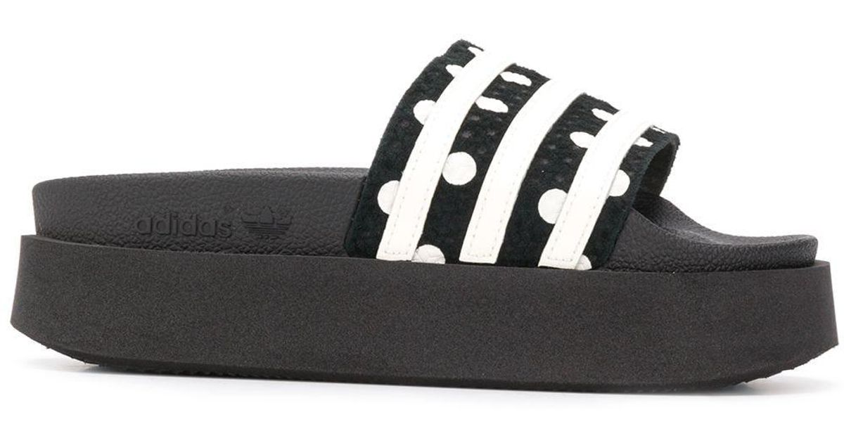 adidas Adilette Bold Platform Slides in Black | Lyst