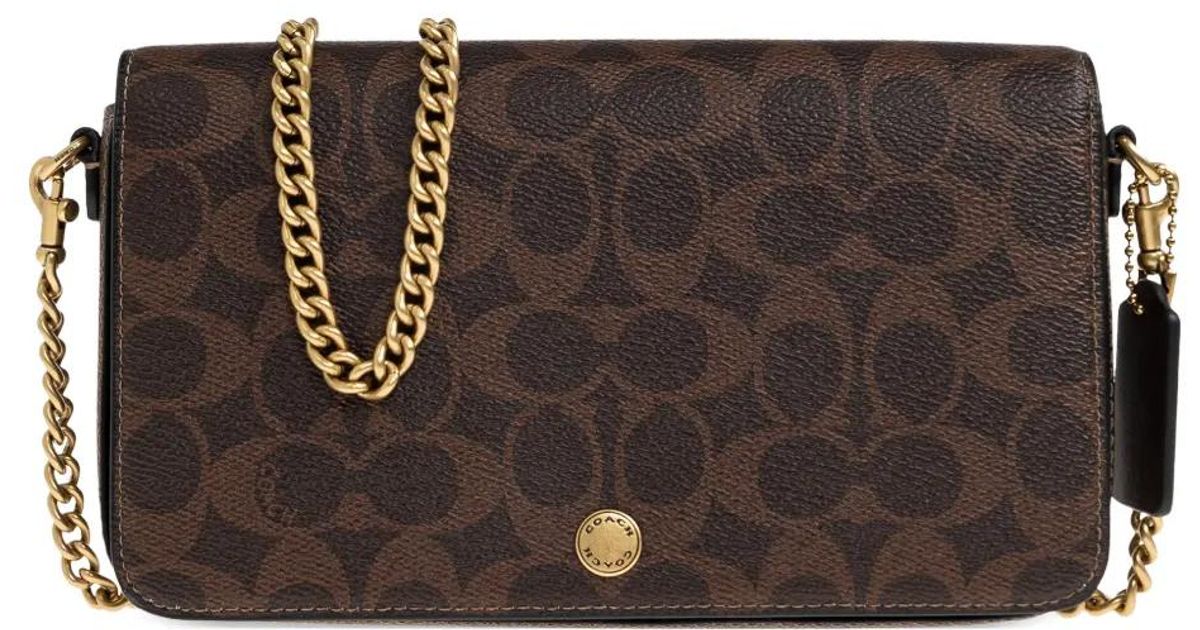 COACH Mila Detachable-Chain Logo-Pattern Crossbody Bag in Brown | Lyst UK