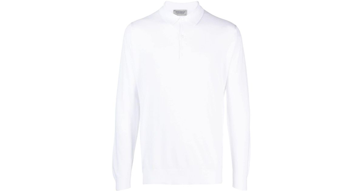 John Smedley Elston Piqué-weave Polo Shirt in White | Lyst