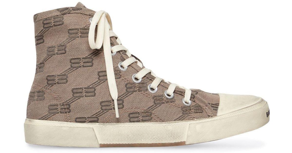 Balenciaga Cotton Paris Hightop Sneakers in Grey (Gray) Lyst