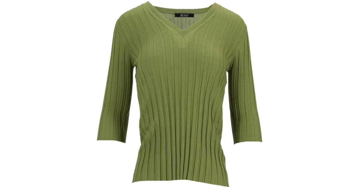 Line Rose Top LA ROSE V-Neck Ribbed Top in Green | Lyst