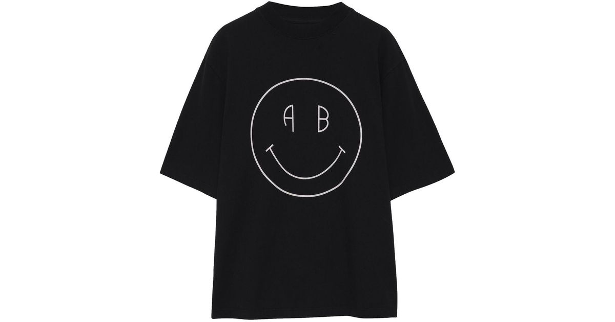 Anine Bing Smiley Graphic-print T-shirt in Black | Lyst