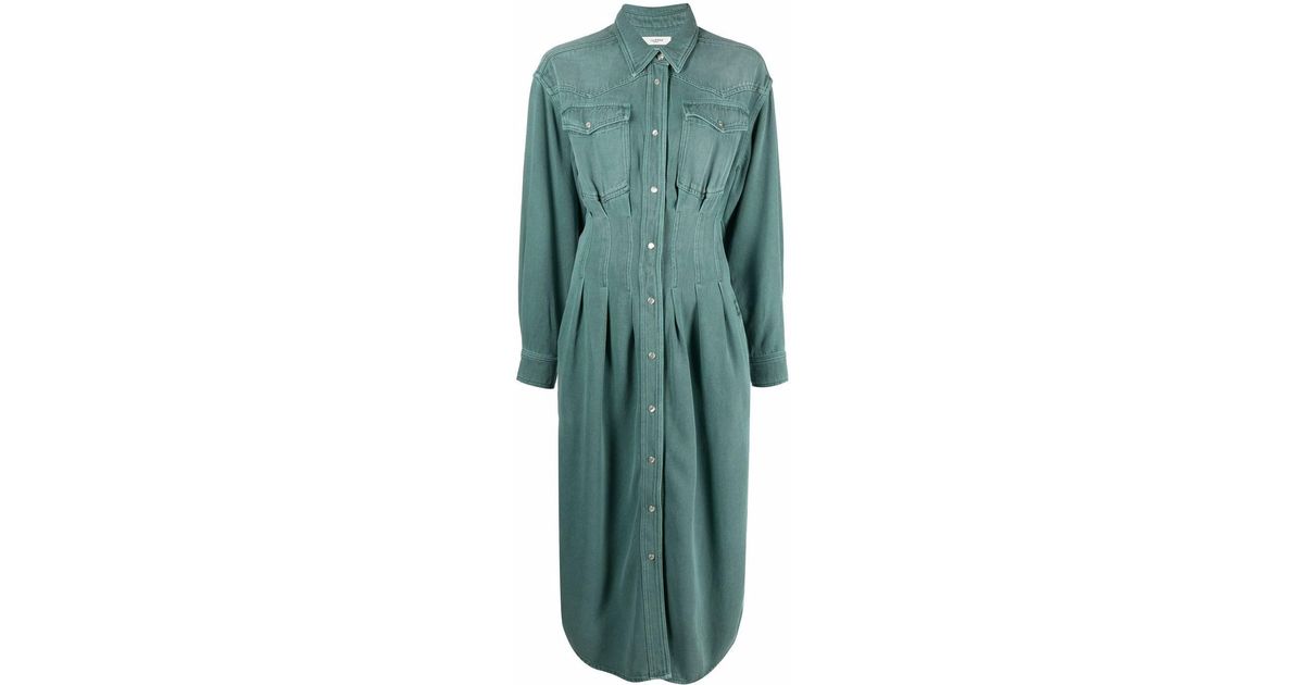 Étoile Isabel Marant Tomia Fitted-waist Denim Shirt Dress in Green - Lyst