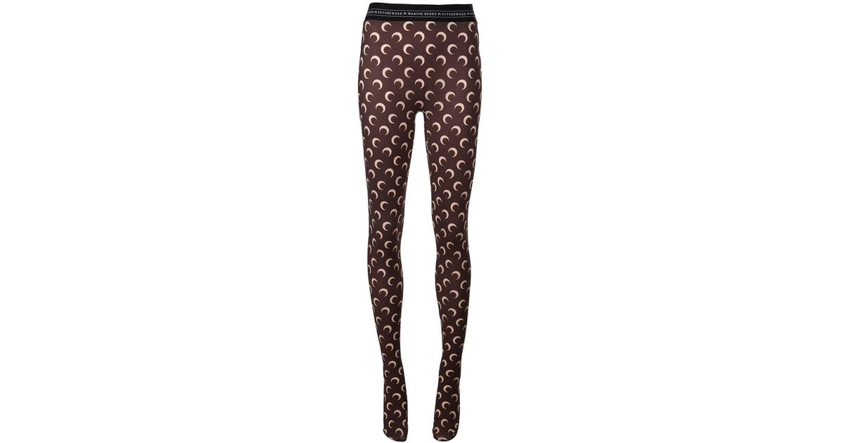 Marine Serre Jersey Crescent Moon Tights in Brown - Lyst
