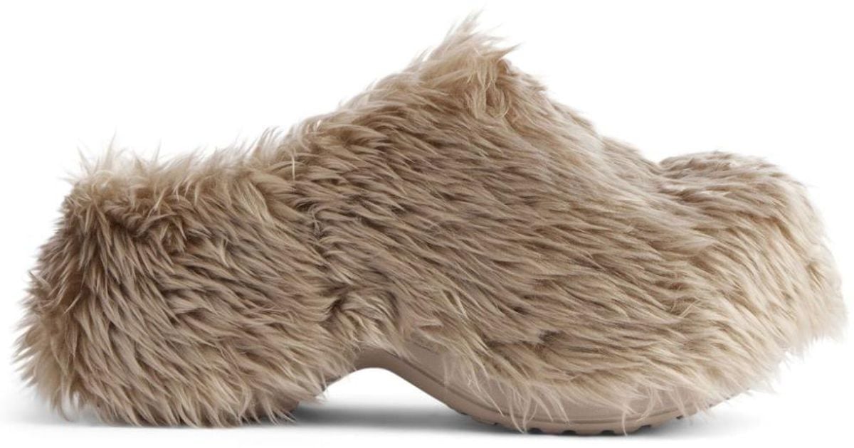 Balenciaga X Crocs Faux-Fur Mules in Brown | Lyst
